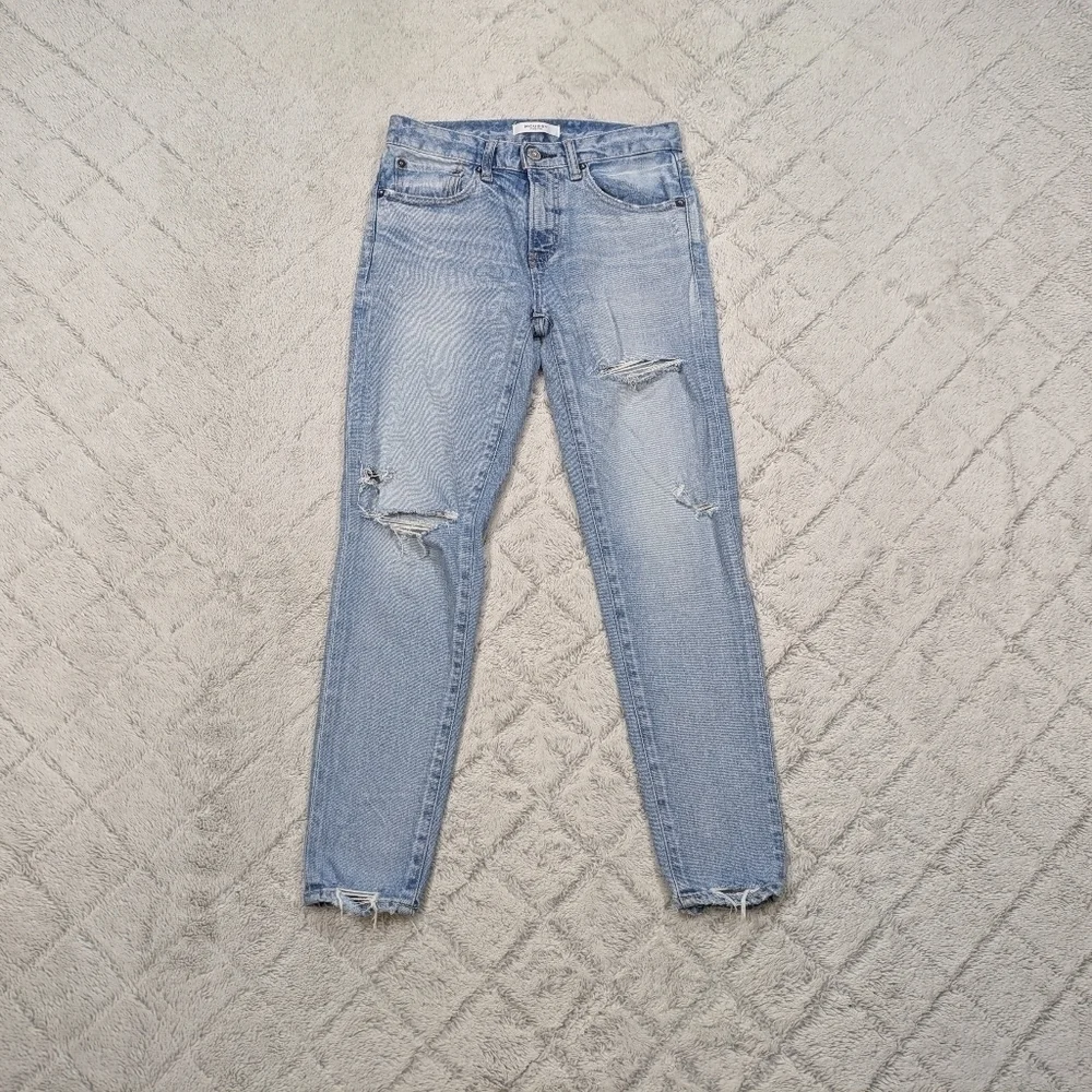 Moussy Jeans Women's 25 Blue Light Vintage Qualls Skinny Distressed Cotton 26”
